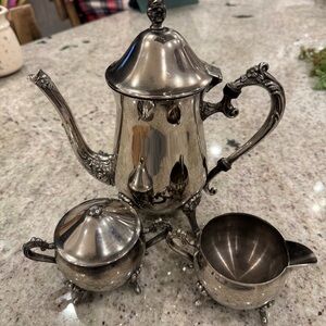 Vintage Silver Plated Coffee/Tea Set-Coffee Pot/Creamer With Lid/Sugar Bowl